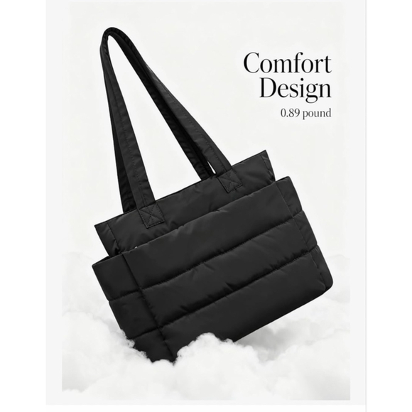 NEW Tote Bag Puffy Quilted Handbag Compartments Lightweight - Picture 5 of 12